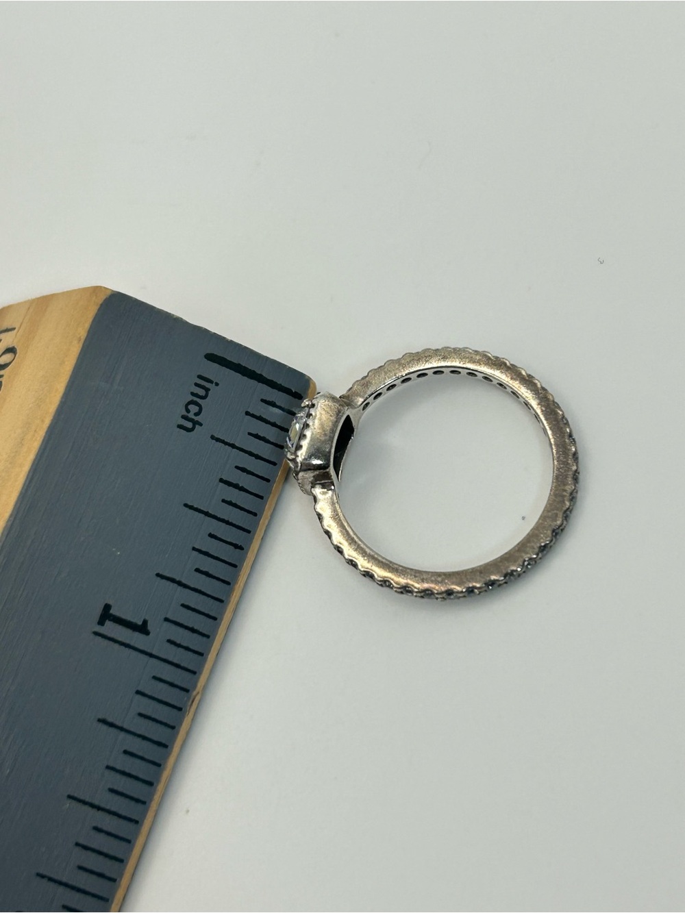 Pandora Sterling Silver Sparkle Halo Square Ring Size 7.5 Stamped S925 ALE 56 - Picture 11 of 11